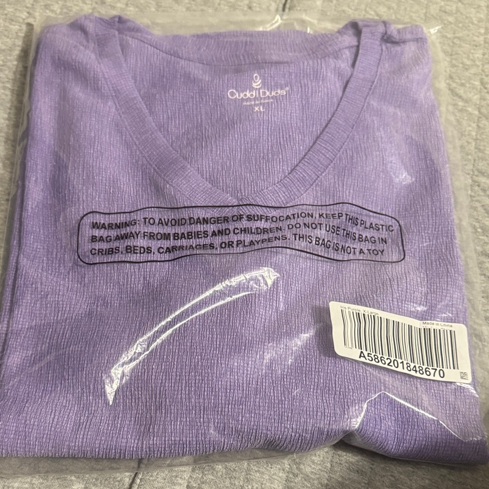 Cuddl Duds Crepe Knit V-neck Top Purple Size XL - Picture 7 of 7